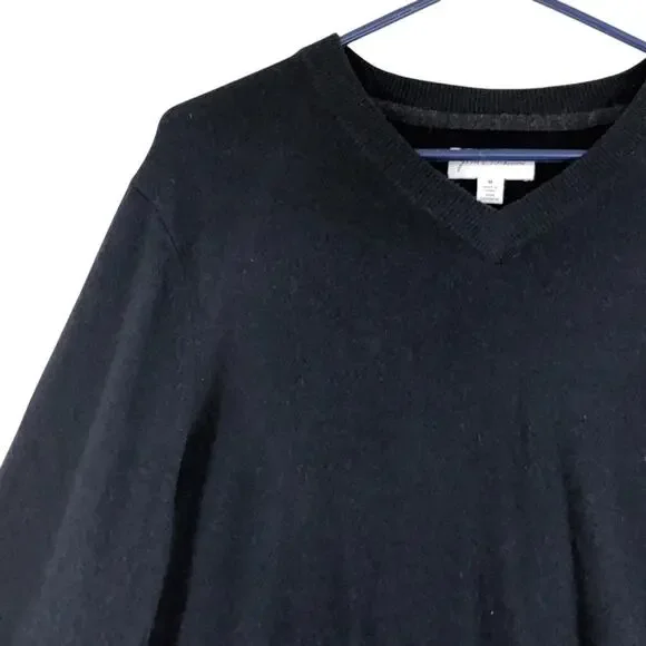 John W Nordstom Mens Size M Sweater Jumper V Neck 100% Cashmere Navy Blue